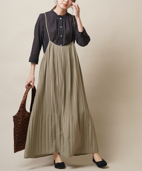 rps（アールピーエス）の「スパンブロードプリーツキャミワンピース（ワンピース・レディース・チャコールグレー/モカ/ライトカーキ/グリーン・M）」の4枚目の写真