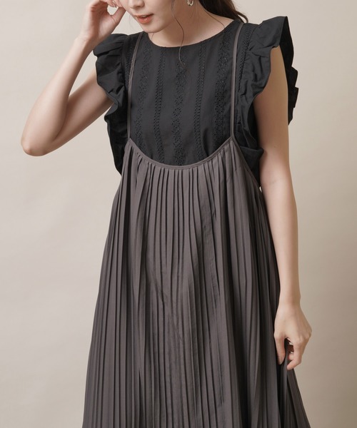 rps（アールピーエス）の「スパンブロードプリーツキャミワンピース（ワンピース・レディース・チャコールグレー/モカ/ライトカーキ/グリーン・M）」の7枚目の写真