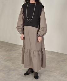 w closet | 9G片畦編ベスト+ワンピースSET(ワンピース)