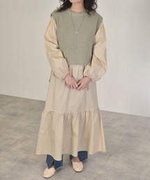 w closet | 9G片畦編ベスト+ワンピースSET(ワンピース)