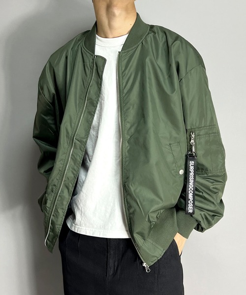 BEATJIVE(ビートジャイブ)の「MA-1 ブルゾン オーバーサイズ メンズ(MA-1・メンズ・ネイビー/カーキ/ブラック・LARGE/X-LARGE/MEDIUM)」の2枚目の写真