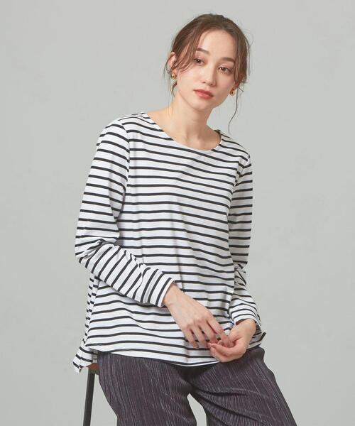 closet story（クローゼットストーリー）の「【WEB限定】＜closet story＞★★Aライン ボーダー カットソー（Tシャツ/カットソー・レディース・ブラック/ライム/ライトグレー・FREE）」の2枚目の写真