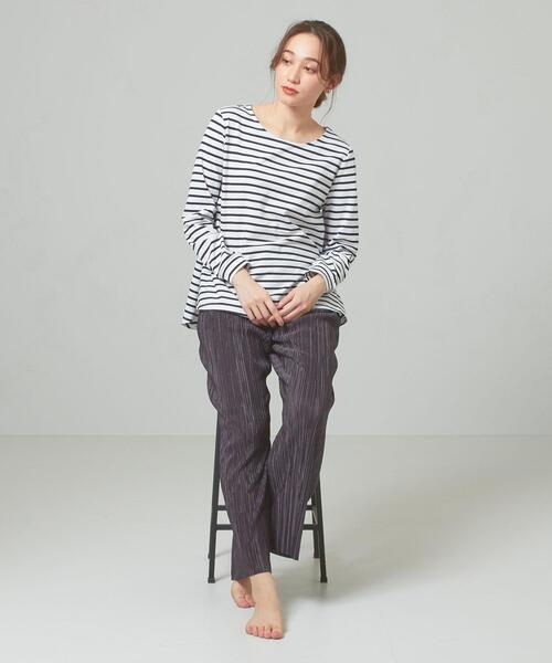 closet story（クローゼットストーリー）の「【WEB限定】＜closet story＞★★Aライン ボーダー カットソー（Tシャツ/カットソー・レディース・ブラック/ライム/ライトグレー・FREE）」の13枚目の写真
