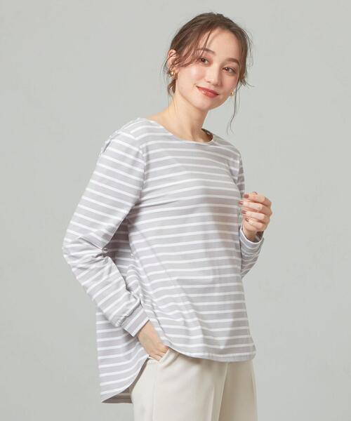 closet story（クローゼットストーリー）の「【WEB限定】＜closet story＞★★Aライン ボーダー カットソー（Tシャツ/カットソー・レディース・ブラック/ライム/ライトグレー・FREE）」の17枚目の写真