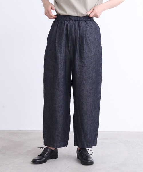 yuni(ユニ )の「Linen Twill gom tuck パンツ(その他パンツ・レディース・ネイビー/ホワイト/ピンク・FREE)」の1枚目の写真