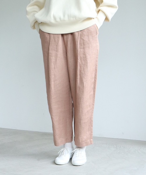 yuni(ユニ )の「Linen Twill gom tuck パンツ(その他パンツ・レディース・ネイビー/ホワイト/ピンク・FREE)」の3枚目の写真
