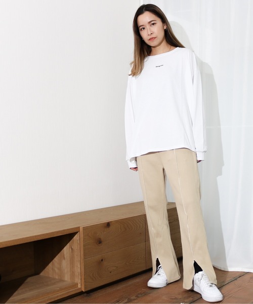 Per sist ence（パーシエンス）の「Per sist ence/パーシエンス　ダブルプリントロンTEE（Tシャツ/カットソー・レディース・ベージュ/カーキ/オフホワイト/ブラック・FREE）」の10枚目の写真