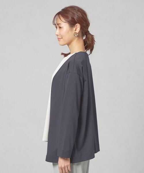 closet story（クローゼットストーリー）の「＜closet story＞ キナガシ カット ミドル カーディガン（カーディガン/ボレロ・レディース・ライトグレー/ネイビー・FREE）」の5枚目の写真