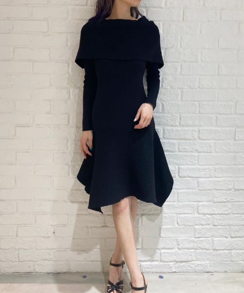 Desert Rose デザートローズ のファッション ワンピース Rose デザートローズ オフショルダーランダムフレアープルオーバーニット ワンピース ワンピース Desert