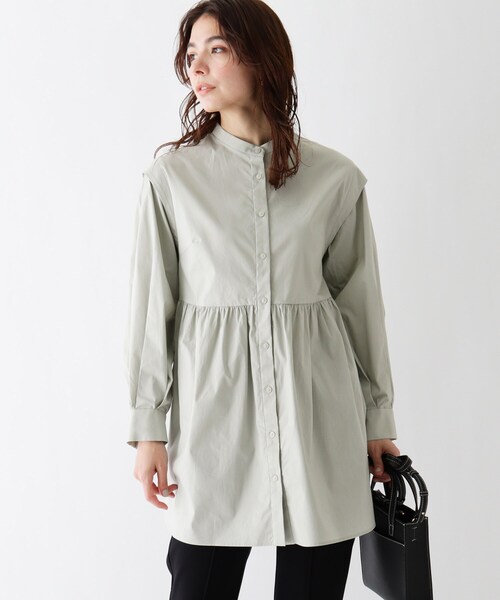 AG by aquagirl（エージーバイアクアガール）の「◆コットンシャツチュニック（シャツ/ブラウス・レディース・ホワイト系/ガンメタ/オリーブ・36/38）」の3枚目の写真