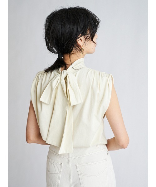 SNIDEL（スナイデル）の「ORGANICSギャザーボリュームカットトップス（Tシャツ/カットソー・レディース・ホワイト/ブラウン/イエロー・FREE）」の8枚目の写真