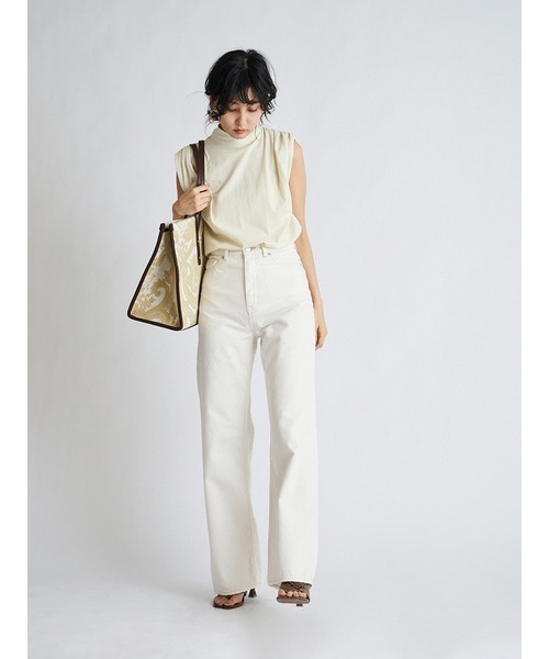 SNIDEL（スナイデル）の「ORGANICSギャザーボリュームカットトップス（Tシャツ/カットソー・レディース・ホワイト/ブラウン/イエロー・FREE）」の9枚目の写真