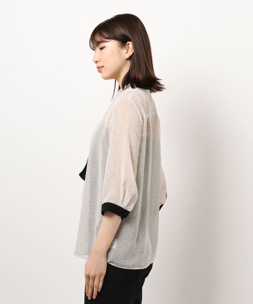 TONAL（トーナル）の「バイカラーボウタイ7分袖ブラウス（T