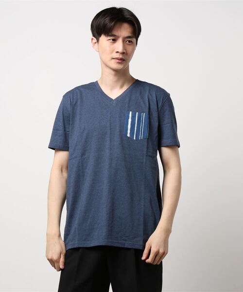 JEANS MATE(ジーンズメイト)の「【ZERO STAIN】別布 柄ポケット付きTシャツ 汗染み防止加工 デザインポケット(Tシャツ/カットソー・メンズ・ホワイト/ホワイト系その他/ブラック/ブルー・MEDIUM/LARGE/X-LARGE)」の1枚目の写真