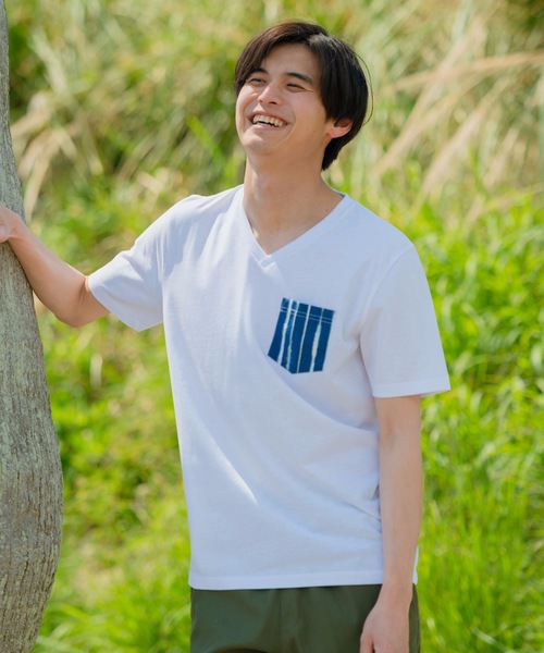 JEANS MATE(ジーンズメイト)の「【ZERO STAIN】別布 柄ポケット付きTシャツ 汗染み防止加工 デザインポケット(Tシャツ/カットソー・メンズ・ホワイト/ホワイト系その他/ブラック/ブルー・MEDIUM/LARGE/X-LARGE)」の2枚目の写真