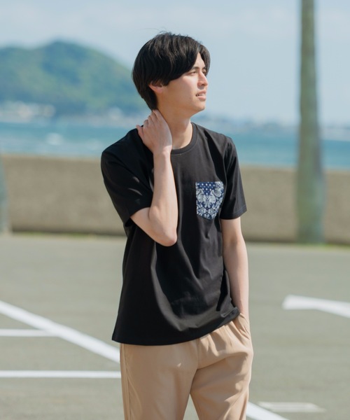 JEANS MATE(ジーンズメイト)の「【ZERO STAIN】別布 柄ポケット付きTシャツ 汗染み防止加工 デザインポケット(Tシャツ/カットソー・メンズ・ホワイト/ホワイト系その他/ブラック/ブルー・MEDIUM/LARGE/X-LARGE)」の16枚目の写真