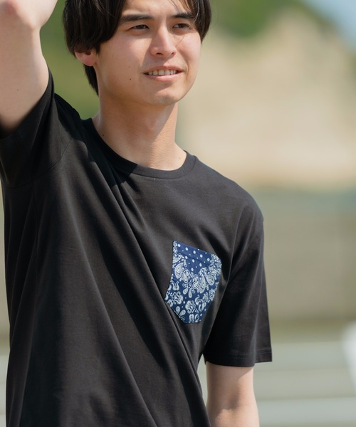 JEANS MATE(ジーンズメイト)の「【ZERO STAIN】別布 柄ポケット付きTシャツ 汗染み防止加工 デザインポケット(Tシャツ/カットソー・メンズ・ホワイト/ホワイト系その他/ブラック/ブルー・MEDIUM/LARGE/X-LARGE)」の18枚目の写真