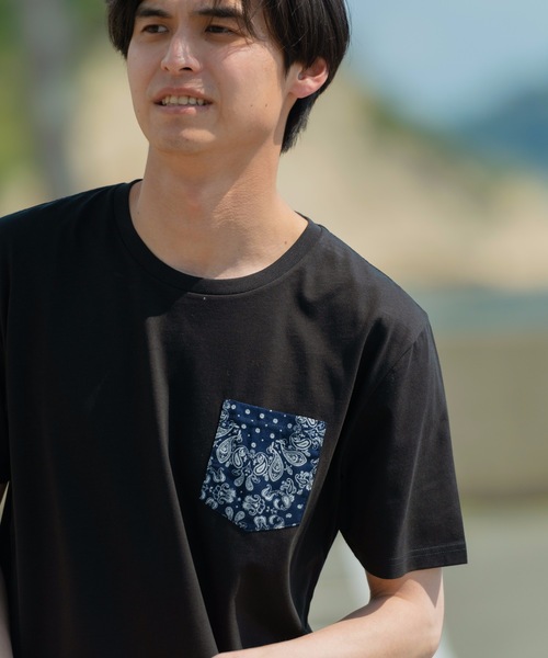 JEANS MATE(ジーンズメイト)の「【ZERO STAIN】別布 柄ポケット付きTシャツ 汗染み防止加工 デザインポケット(Tシャツ/カットソー・メンズ・ホワイト/ホワイト系その他/ブラック/ブルー・MEDIUM/LARGE/X-LARGE)」の19枚目の写真