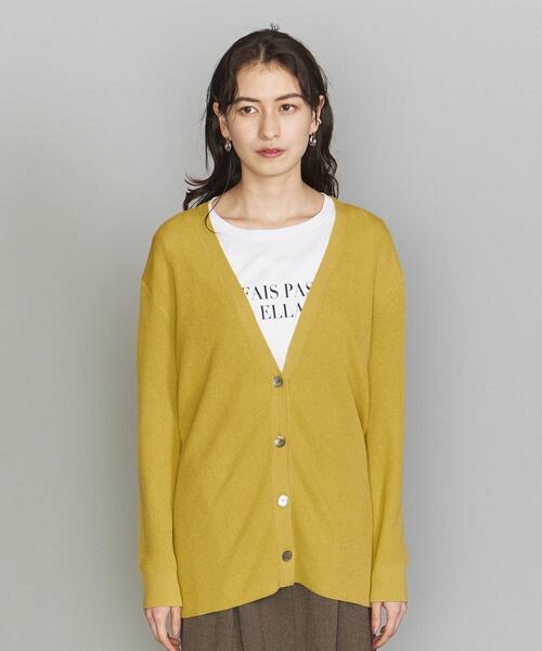 BEAUTY&YOUTH UNITED ARROWS（ビューティーアンドユースユナイテッドアローズ）の「BY リブVネックニットカーディガン -ウォッシャブル-（カーディガン/ボレロ・レディース・ブラック/イエロー/モカ・FREE）」の6枚目の写真