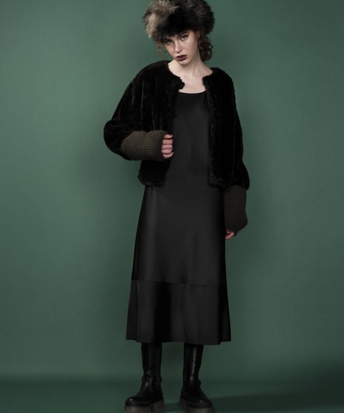 BACKLASH（バックラッシュ）の「Ballet by BACKLASH/バレエ バイ バックラッシュ/サテンキャミソールワンピース（ワンピース・レディース・ホワイト/ブラック・FREE）」の5枚目の写真