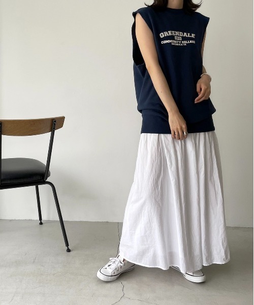 CANAL JEAN(キャナルジーン)の「RED CHOP WORKS(レッドチョップワークス) "GREENDALE"スウェットタンクトップ(タンクトップ・レディース・ネイビー/オフホワイト・38)」の7枚目の写真