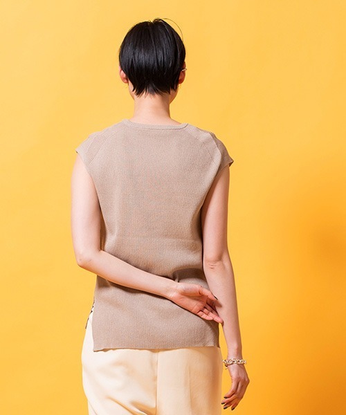 lautreamont BLEUBLANC(ロートレアモンブルーブラン)の「麻混リブニットプルオーバー(ニット/セーター・レディース・ホワイト/ベージュ/オレンジ/グリーン・9号)」の9枚目の写真