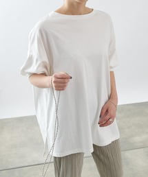 COLONY 2139（コロニートゥーワンスリーナイン）の「【ULTRA HYBRID】USAコットン袖ギャザーTシャツ（Tシャツ/カットソー）」