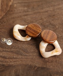 ウッドパーツドロップピアス