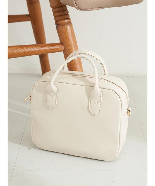 earth music&ecology（アースミュージックアンドエコロジー）の「スクエアミニボストンバッグ ＊（トートバッグ・レディース・アイボリー/モカ・FREE）」の6枚目の写真