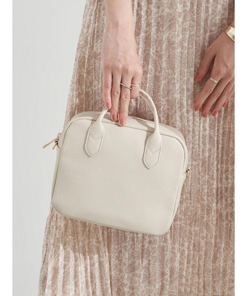 earth music&ecology（アースミュージックアンドエコロジー）の「スクエアミニボストンバッグ ＊（トートバッグ・レディース・アイボリー/モカ・FREE）」の4枚目の写真