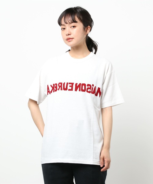 MAISON EUREKA(メゾンエウレカ)の「MAISON EUREKA FLOCKY ME LOGO T-SHIRTS(Tシャツ/カットソー・レディース・ホワイト/グレー・MEDIUM)」の7枚目の写真