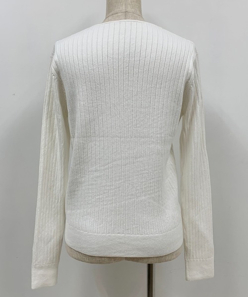 PICCIN（ピッチン）の「太リブVネックニット（ニット/セーター・レディース・ベージュ/パープル/オフホワイト/ブルー/ブルーグレー・M）」の9枚目の写真