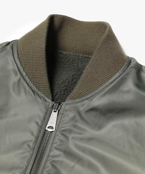 MR.OLIVE(ミスターオリーブ)の「ボア x フライトクロス / リバーシブル MA-1 フライトジャケット(MA-1・メンズ・ブラック/カーキ・LARGE/SMALL/MEDIUM)」の7枚目の写真