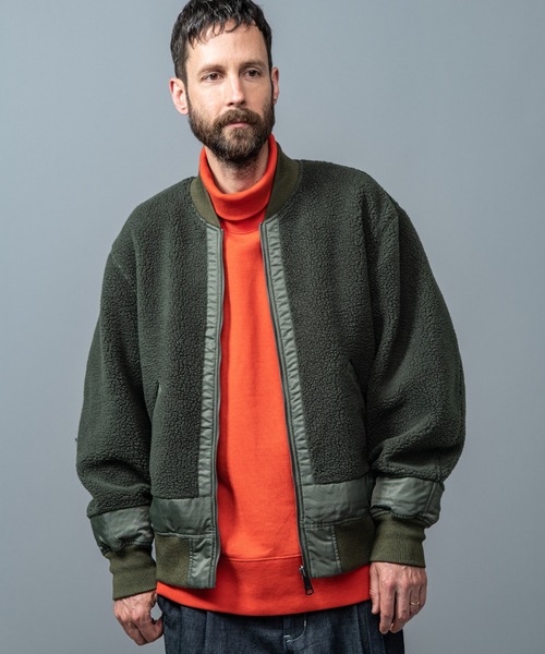 MR.OLIVE(ミスターオリーブ)の「ボア x フライトクロス / リバーシブル MA-1 フライトジャケット(MA-1・メンズ・ブラック/カーキ・LARGE/SMALL/MEDIUM)」の5枚目の写真