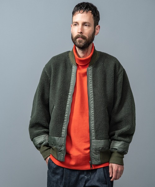 MR.OLIVE(ミスターオリーブ)の「ボア x フライトクロス / リバーシブル MA-1 フライトジャケット(MA-1・メンズ・ブラック/カーキ・LARGE/SMALL/MEDIUM)」の20枚目の写真