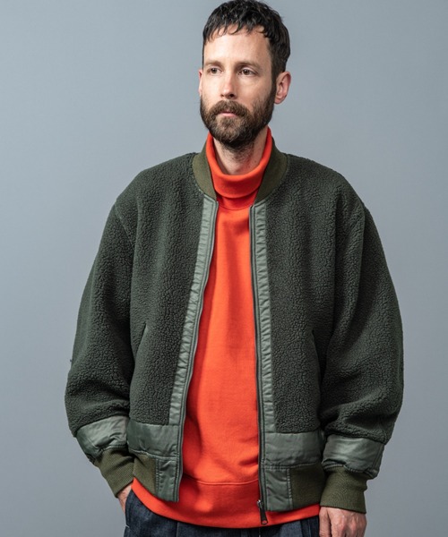 MR.OLIVE(ミスターオリーブ)の「ボア x フライトクロス / リバーシブル MA-1 フライトジャケット(MA-1・メンズ・ブラック/カーキ・LARGE/SMALL/MEDIUM)」の22枚目の写真