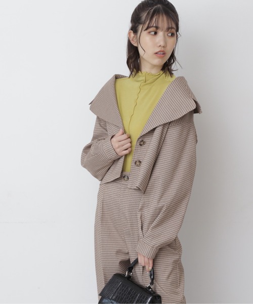 FREE'S MART(フリーズマート)の「【Sシリーズ対応】◆マルチチェック柄ラペルカラーショートジャケット(テーラードジャケット・レディース・グレー系その他/ベージュ系その他・SMALL/MEDIUM)」の6枚目の写真