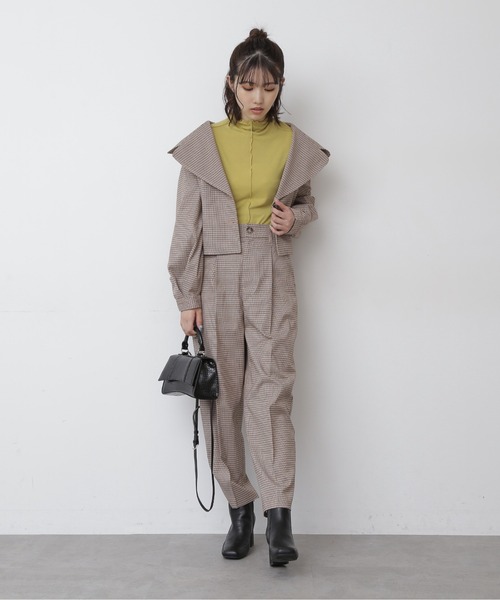 FREE'S MART(フリーズマート)の「【Sシリーズ対応】◆マルチチェック柄ラペルカラーショートジャケット(テーラードジャケット・レディース・グレー系その他/ベージュ系その他・SMALL/MEDIUM)」の4枚目の写真