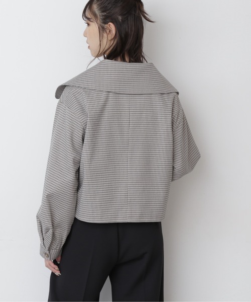 FREE'S MART(フリーズマート)の「【Sシリーズ対応】◆マルチチェック柄ラペルカラーショートジャケット(テーラードジャケット・レディース・グレー系その他/ベージュ系その他・SMALL/MEDIUM)」の7枚目の写真