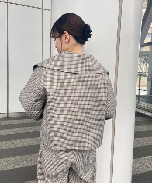 FREE'S MART(フリーズマート)の「【Sシリーズ対応】◆マルチチェック柄ラペルカラーショートジャケット(テーラードジャケット・レディース・グレー系その他/ベージュ系その他・SMALL/MEDIUM)」の12枚目の写真