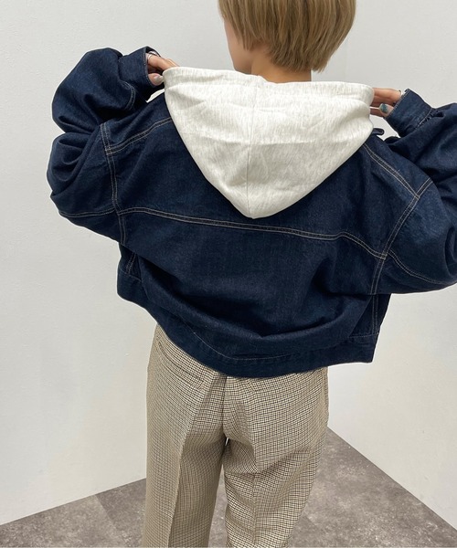 apres jour mignon（アプレジュールミニョン）の「ショートGジャン【ZOZOTOWN限定アイテム】【8PO】（デニムジャケット・レディース・ブラック/ダークインディゴブルー・フリー/X-LARGE）」の21枚目の写真