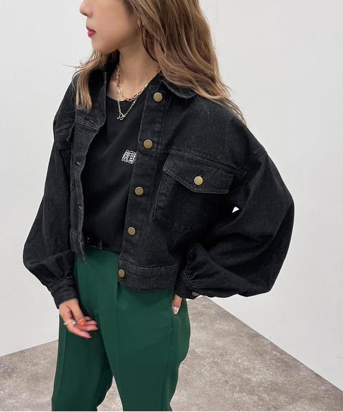 apres jour mignon（アプレジュールミニョン）の「ショートGジャン【ZOZOTOWN限定アイテム】【8PO】（デニムジャケット・レディース・ブラック/ダークインディゴブルー・フリー/X-LARGE）」の22枚目の写真