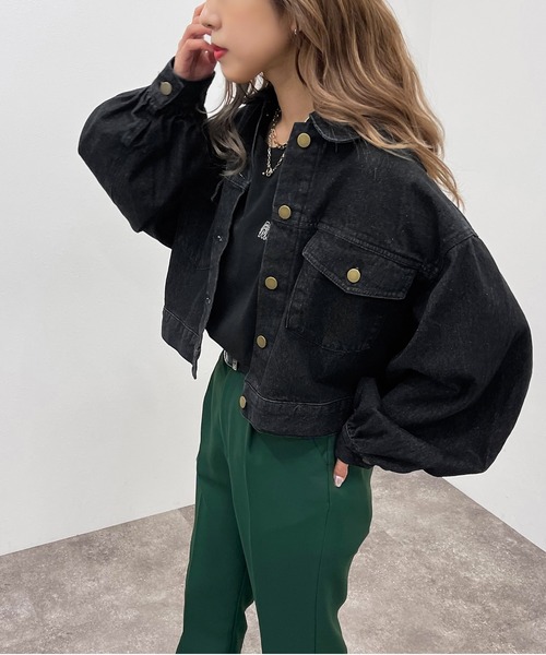 apres jour mignon（アプレジュールミニョン）の「ショートGジャン【ZOZOTOWN限定アイテム】【8PO】（デニムジャケット・レディース・ブラック/ダークインディゴブルー・フリー/X-LARGE）」の19枚目の写真