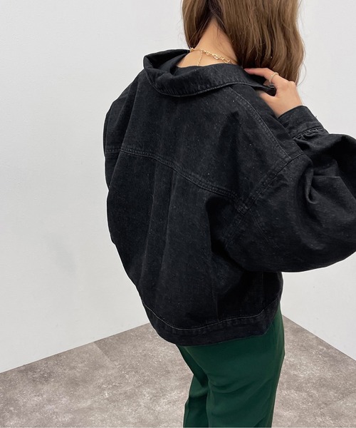 apres jour mignon（アプレジュールミニョン）の「ショートGジャン【ZOZOTOWN限定アイテム】【8PO】（デニムジャケット・レディース・ブラック/ダークインディゴブルー・フリー/X-LARGE）」の9枚目の写真