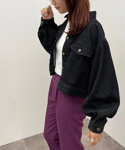 apres jour mignon（アプレジュールミニョン）の「ショートGジャン【ZOZOTOWN限定アイテム】【8PO】（デニムジャケット・レディース・ブラック/ダークインディゴブルー・フリー/X-LARGE）」の20枚目の写真