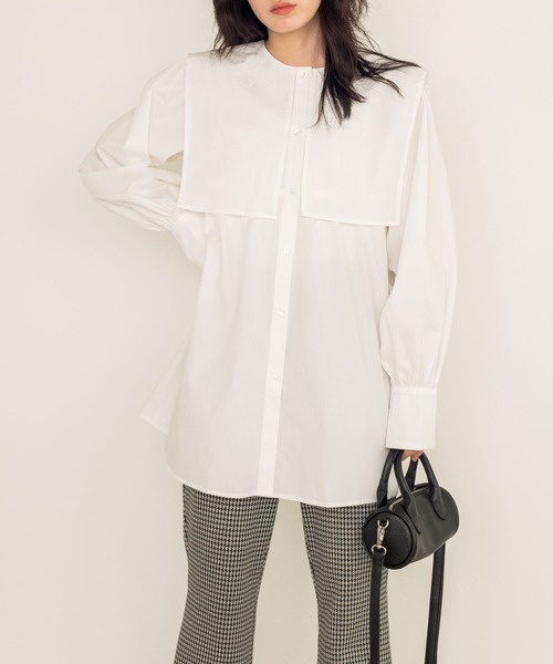 w closet(ダブルクローゼット)の「【新色追加】2WAYBIGカラーチュニック(チュニック・レディース・ブラウン/オフホワイト/チェック/キナリ/ベージュ/ブラック・FREE)」の2枚目の写真