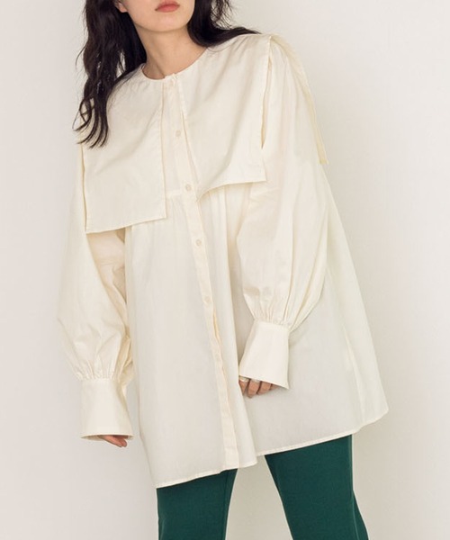 w closet(ダブルクローゼット)の「【新色追加】2WAYBIGカラーチュニック(チュニック・レディース・ブラウン/オフホワイト/チェック/キナリ/ベージュ/ブラック・FREE)」の3枚目の写真