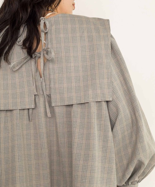 w closet(ダブルクローゼット)の「【新色追加】2WAYBIGカラーチュニック(チュニック・レディース・ブラウン/オフホワイト/チェック/キナリ/ベージュ/ブラック・FREE)」の20枚目の写真