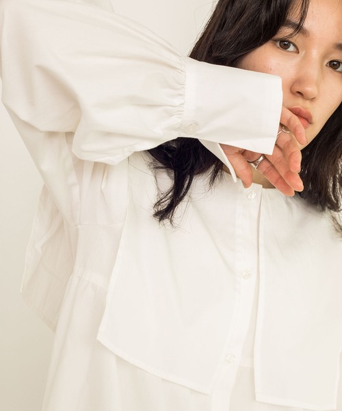 w closet(ダブルクローゼット)の「【新色追加】2WAYBIGカラーチュニック(チュニック・レディース・ブラウン/オフホワイト/チェック/キナリ/ベージュ/ブラック・FREE)」の12枚目の写真