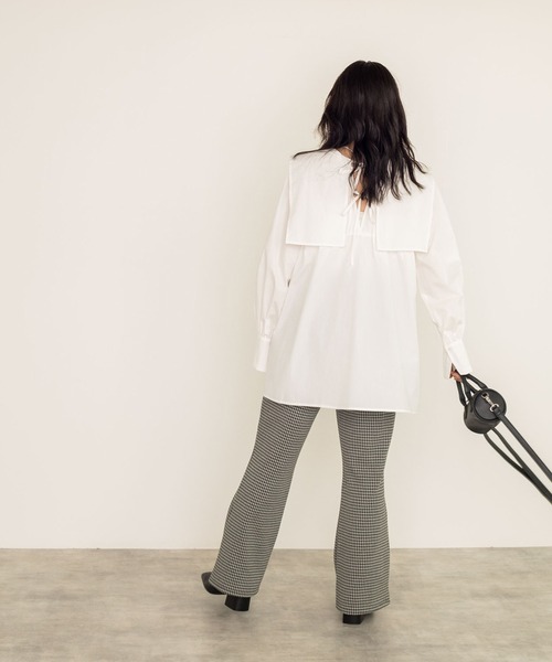 w closet(ダブルクローゼット)の「【新色追加】2WAYBIGカラーチュニック(チュニック・レディース・ブラウン/オフホワイト/チェック/キナリ/ベージュ/ブラック・FREE)」の13枚目の写真